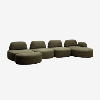 Sklum Divano Modulare Chaise Longue Destro A 4 Pezzi Con Pouf Rivestito Giorgia Sklum