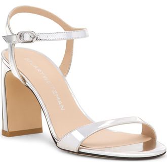 Stuart Weitzman Babette 85 Ankle Strap Sandal in Silver at Nordstrom Rack, Size 7.5
