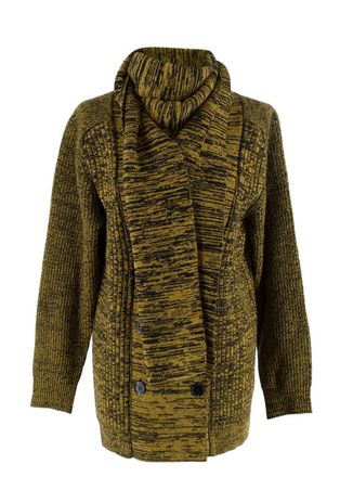 Bottega Veneta Yellow & Black Marl Knit Cardigan Size XXS