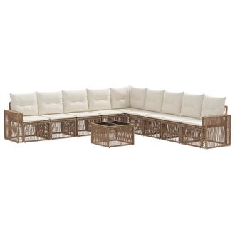 vidaXL Conjunto De Sof&aacute;s De Jard&iacute;n 10 Pcs Beige Y Blanco Crema Vidaxl