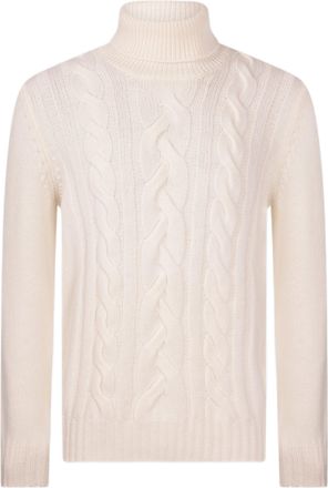 Gran Sasso Three-Ply Cable Knit Turtleneck Sweater in Super Geelong Wool