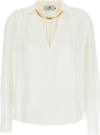Elisabetta Franchi Overhemden, Dames, Wit, S, Necklace Shirt