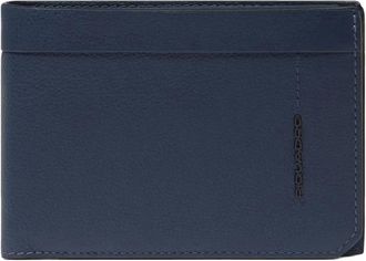 Piquadro Portemonnee met opklapbaar ID-venster - Heren - Portefeuilles - Blauw - ONE Size - Leer - Accessoires