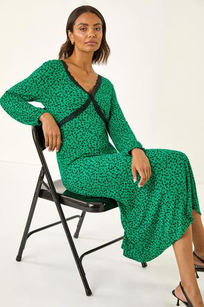 Roman Lace Front Midi Dress