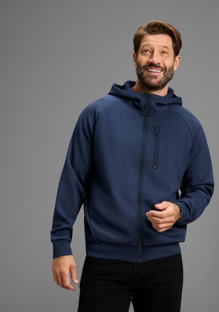 H.I.S Kapuzensweatjacke H.I.S, Herren, Gr. 4XL (68/70), blau, Sweatware, Obermaterial: 82% Polyester, 13% Viskose, 5% Elasthan, regular fit, hoch geschlosse