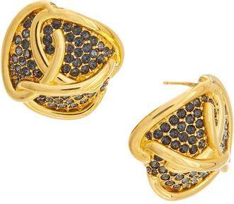 Oscar De La Renta Oscar De La Renta Braided O Pave Stud Earrings