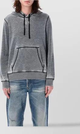 Diesel hooded sweater with kangaroo pocket and ribbed finish