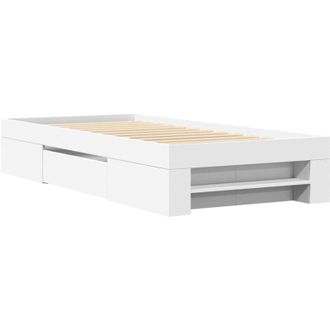 vidaXL Bed Frame without Mattress White 75x190 cm Small Single Engineered Wood Vidaxl