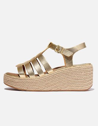 FitFlop Womens FitFlop PlatFForms Womens Espadrille Wedge Fisherman Sandals - Platino 675 - Tan - Size: 7