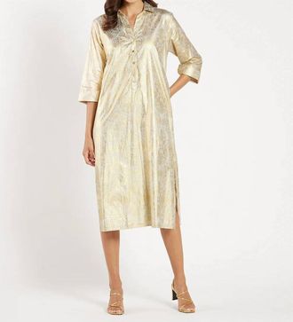 Jude Connally Kallan Midi Dress In Gold Foil Medallion