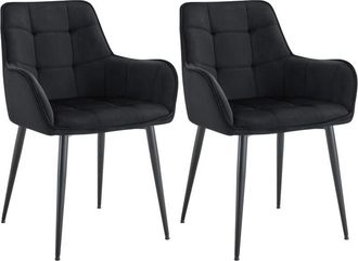 Clp Clp - Lote De 2 Sillas De Comedor De Terciopelo Ferndale Negro