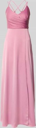 Vera Mont Abendkleid mit V-Ausschnitt und gekreuzten Trägern in Rosa, Größe 32