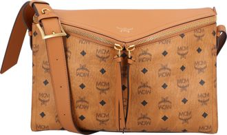 MCM Womens Diamant 3D Shoulder Bag in Visetos Leather Mix - Brown Calfskin - One Size