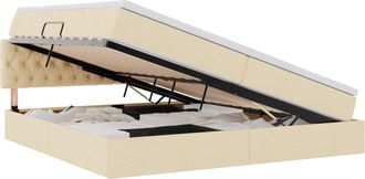 vidaXL Cama Con Almacenamiento Y Colch&oacute;n Crema 200 X 200 Cm Terciopelo Vidaxl