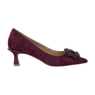 Alma En Pena Puntige Pump met Strassgesp - Dames - Pumps - Rood - 38 EU - Leer - Schoenen