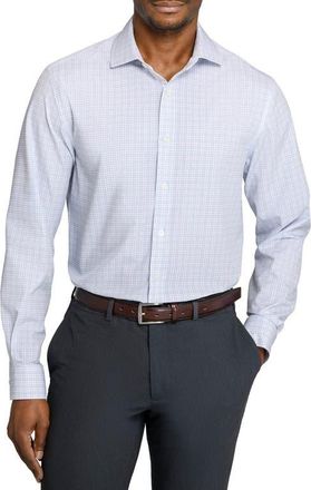 W.R.K Plaid 4-Way Stretch Button-Up Shirt in White/Silver at Nordstrom, Size 15.5 - R