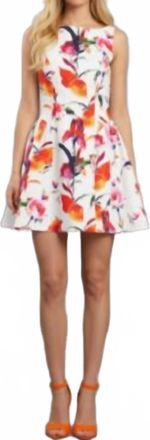 Dave & Johnny Floral Print And Open Back Mini Dress In White Multi