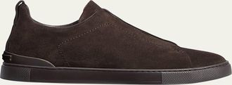 Ermenegildo Zegna Mens Triple Stitch Suede Low-Top Sneakers