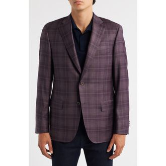 Samuelsohn Milano Regular Fit Purple Plaid Super 130s Wool Sport Coat at Nordstrom Rack, Size 48 Regular