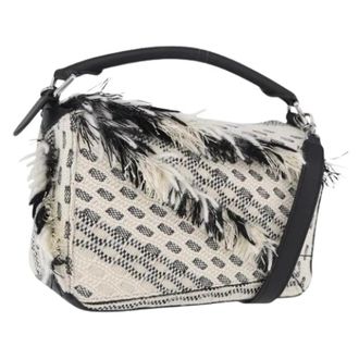 Loewe Pre-owned Hand Bag - Dames - Vintage Schoudertas - Wit - ONE Size - Katoen - Vintage