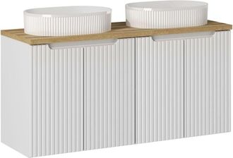 Petits Meubles Mueble doble lavabo 120cm 4 puertas paneles de melamina y mdf blanco