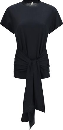 Toteme Womens Jersey T-Shirt Draped Waist Black Lyocell Top