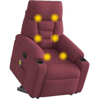 vidaXL Vidaxl - Sill&oacute;n Reclinable De Masaje Elevable Tela Rojo Tinto