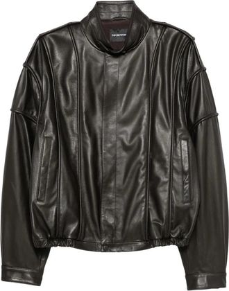 Emporio Armani Blouson Jas - Heren - Leren en Su&egrave;de Jassen - Bruin - L - Leer - Jassen