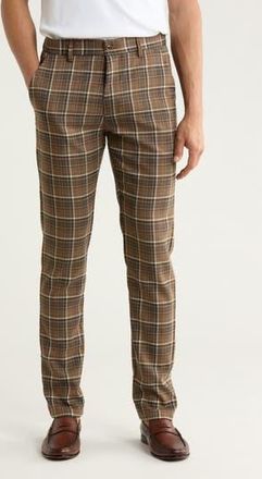 T.R. Premium Plaid Straight Leg Trousers in Brown at Nordstrom Rack, Size 36