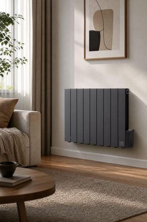 Living and Home 1500W Heating Radiator Pianoforte with LED Screen and Timer Black