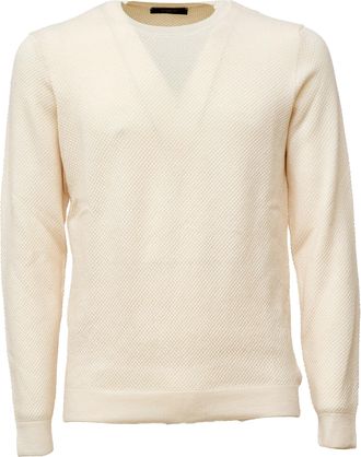 Zanone Textured Honeycomb Knit Sweater with Ribbed Details