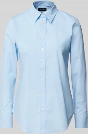 Lauren Ralph Lauren Slim Fit Hemdbluse mit Logo-Stitching Modell JAMELKO in Hellblau, Größe L