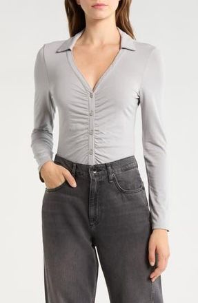 Rag & Bone Lucy Ruched Polo Button-Up Shirt in Grey at Nordstrom Rack, Size X-Small