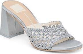 Dolce Vita Margoe Slide Sandal in Light Blue Woven Satin at Nordstrom Rack, Size 7.5