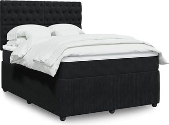 vidaXL Vidaxl - Cama Box Spring Con Colch&oacute;n Terciopelo Negro 140x200 Cm