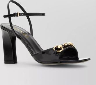 Gucci patent leather block heel sandals