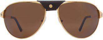 Cartier Santos de Cartier Brown Pilot Unisex Sunglasses CT0074S 003 61