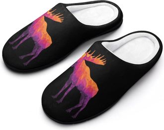 Generic Geometry Moose Mens Slippers House Slipper Anti-skid Sole Indoor Shoes Outdoor Comfort Cotton