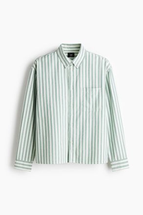 H&M Oxfordhemd in Relaxed Fit - Gr&uuml;n/Gestreift