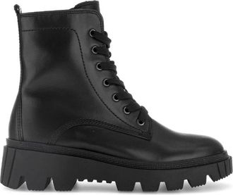 Gabor Zwarte leren veter militaire laarzen - Dames - Veterlaarzen - Zwart - 40 EU - Leer - Schoenen