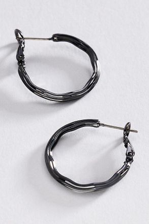 Anthropologie Ribbed Hoop Earrings