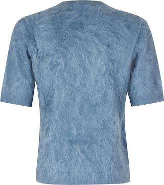 Seventy Light Blue Crew-Neck Sweater with Ribbed Trim by Seventy