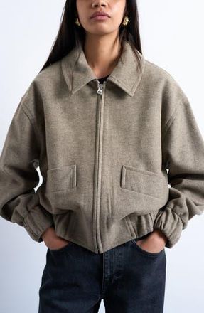 Topshop Crop Bomber Jacket in Beige at Nordstrom Rack, Size X-Small