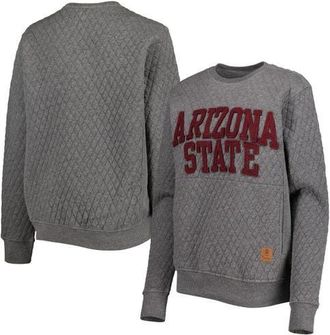 Pressbox Womens Pressbox Heather Charcoal Arizona State Sun Devils Moose Quilted Pullover Sweatshirt in Heather Gray at Nordstrom, Size X-Large