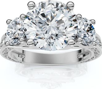 Pompeii3 Certified 3.40Ct Round Cut Diamond Engagement Ring 14k Gold Lab Grown