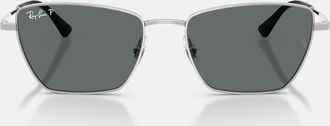 Ray-Ban Drea occhiali da sole polarizzati irregolari con lenti grigie in argento