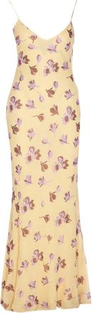 Self Portrait Yellow Floral Rhinestone Maxi Dress