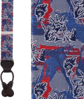 Trafalgar Store Freedoms Torch Patriotic Silk Novelty Button End Suspenders in Multiple at Nordstrom