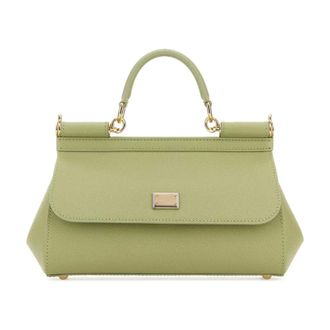 Dolce & Gabbana Handbags, female, Green, Size: ONE SIZE Medium Sicily Tote Bag