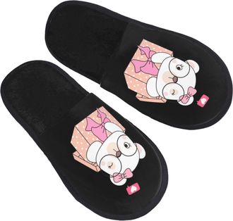 Generic Cotton Slippers Cute Bear Sitting Inside The Gift Box With Mute Sole Sliders Comfy Slippers For Trip Outdoor Big Kid L
